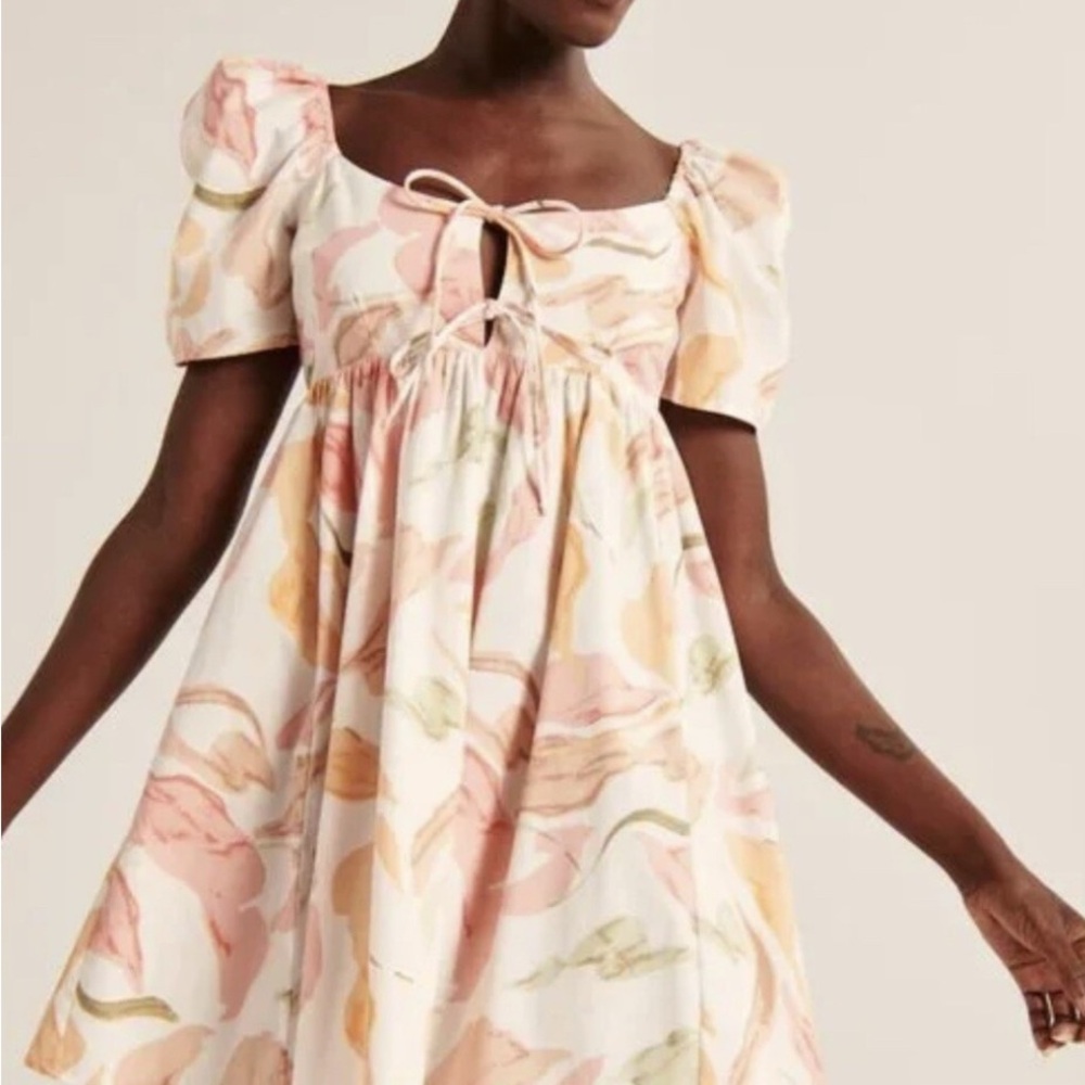 Abercrombie & Fitch Orange Yellow Puff Sleeve Sundress